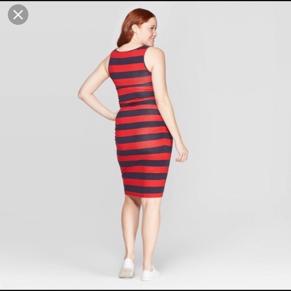Dress Red Navy Striped Isabel Maternity XXL - Picture 2 of 3